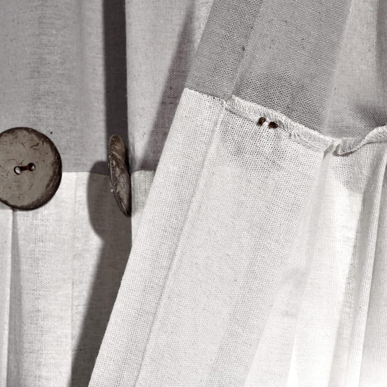 Lush Decor Linen Button Cotton Blend Tailored 29'' W Cafe Curtain (Set of 2)