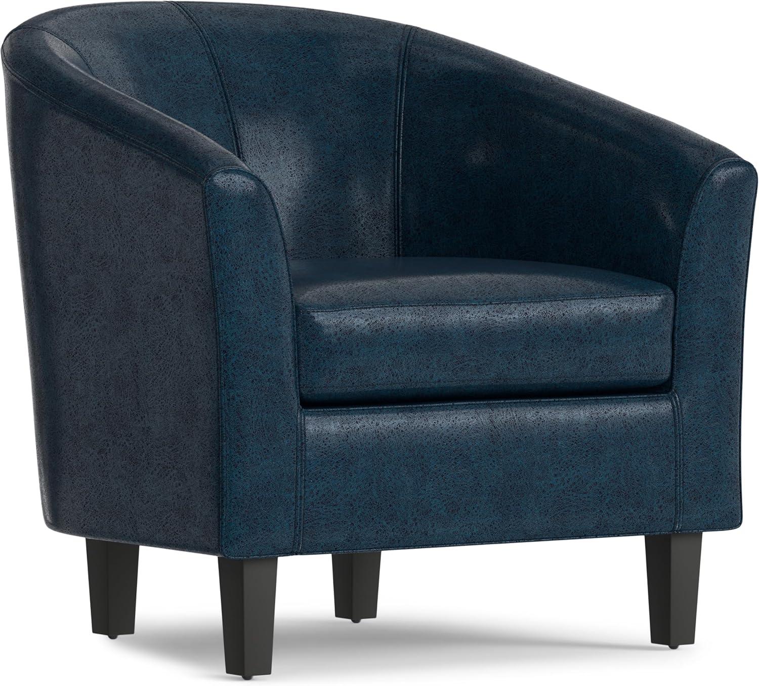 Simpli Home Austin 30"W Upholstered Vegan Faux Leather Contemporary Tub Accent Chair with High Arms and Deep Seat