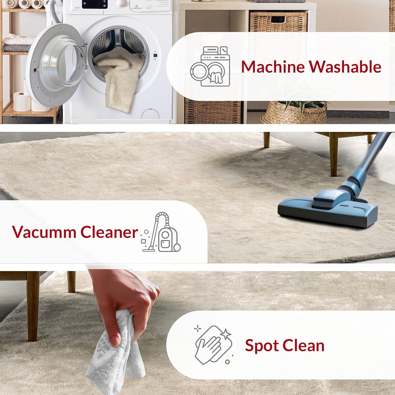 Nuloom Loni Cozy Plush Solid Pet Friendly Premium Machine Washable Shag Area Rug, Square 6' x 6', Cream