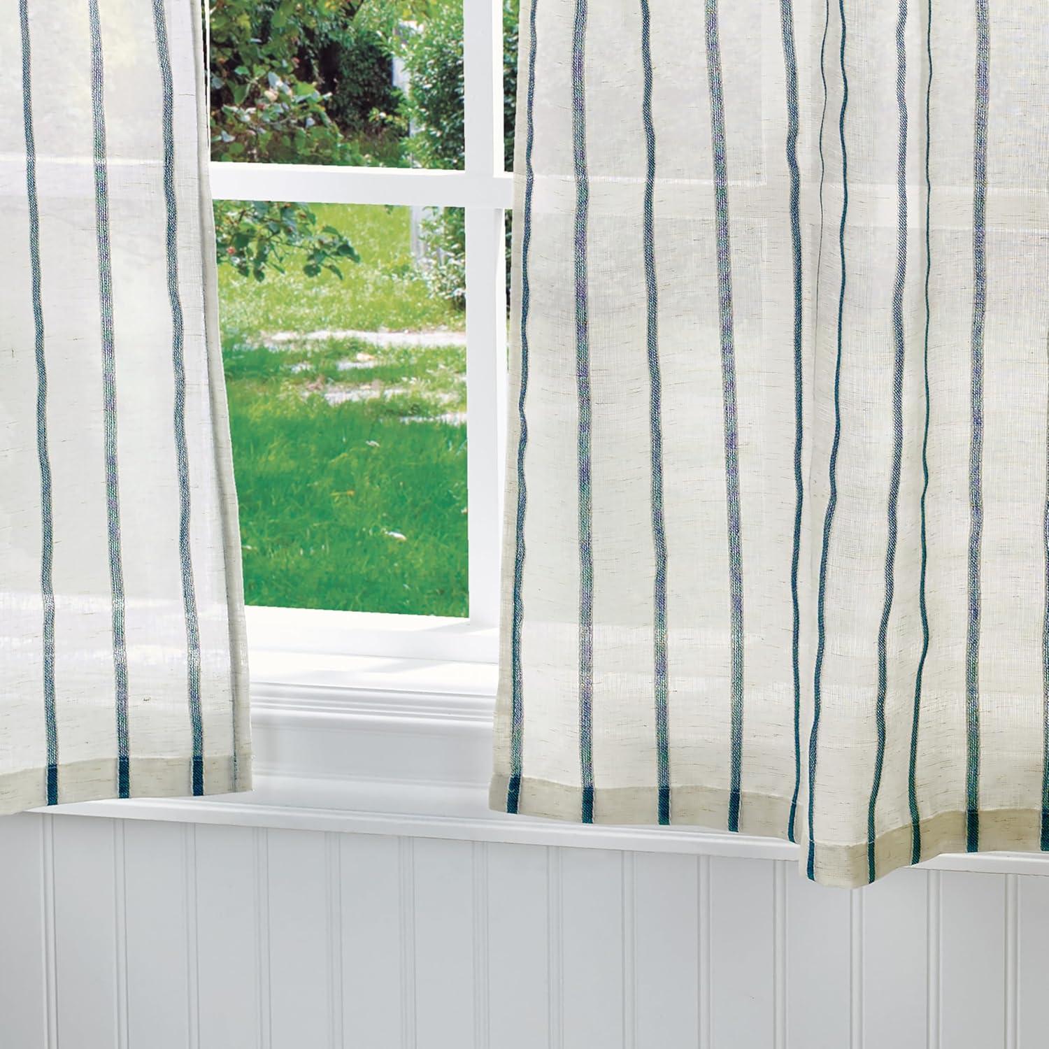 Martha Stewart Laguna Semi-Sheer Rod Pocket Kitchen Curtain Valance and Tiers Set