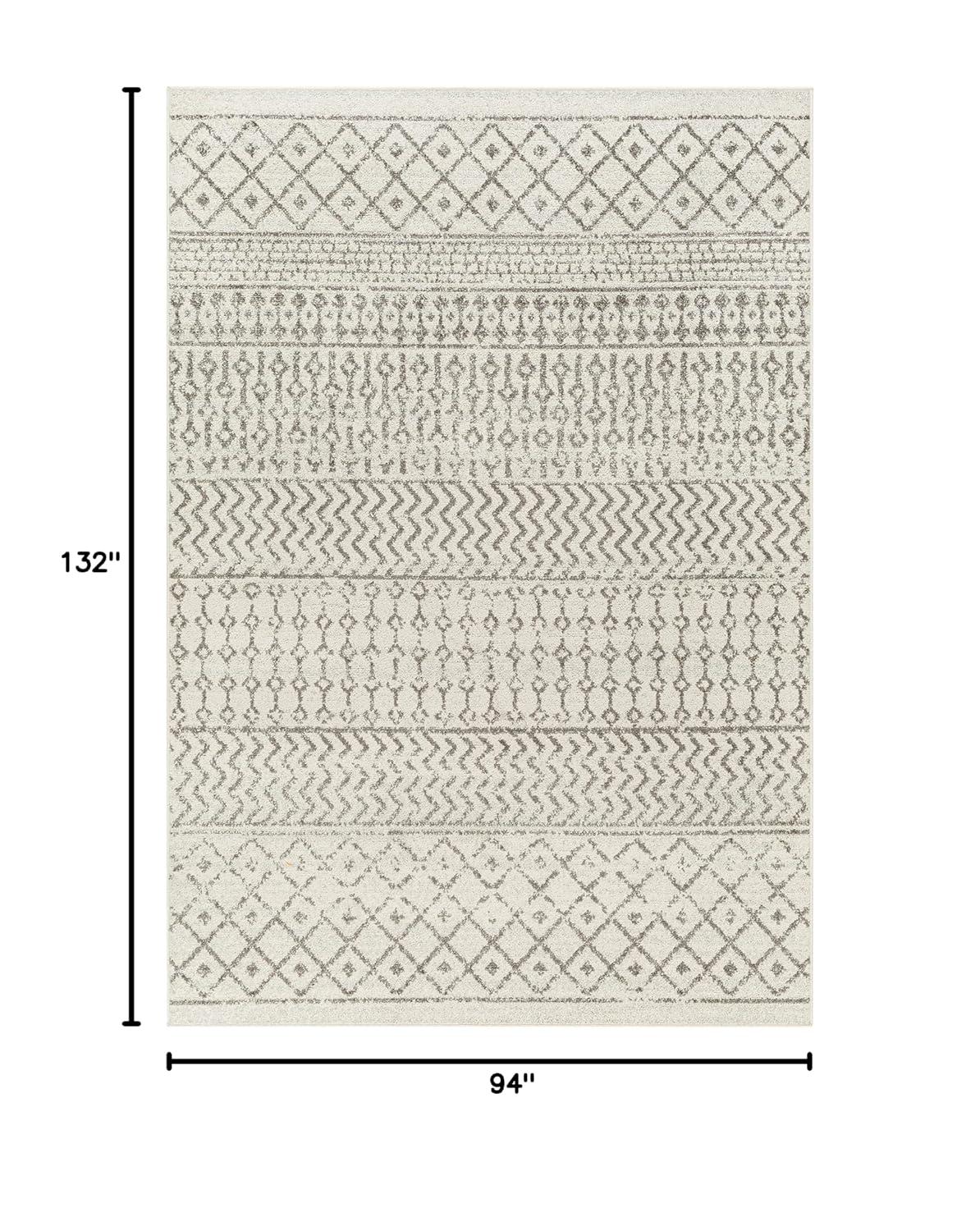 Gray and Cream Moroccan Pattern Stain-Resistant Area Rug