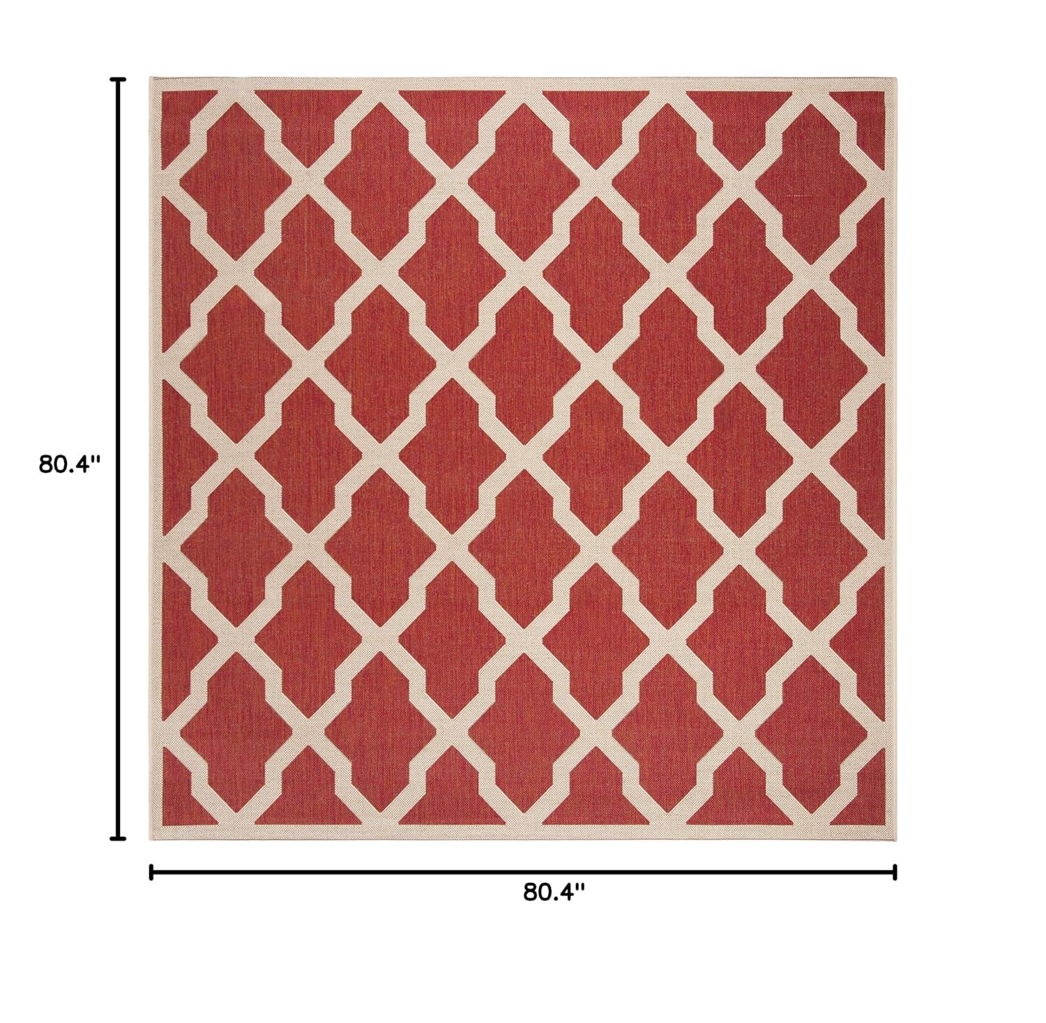 Beach House BHS122 Power Loomed Indoor/Outdoor Area Rug - Red/Creme - 6'7"x6'7" - Safavieh