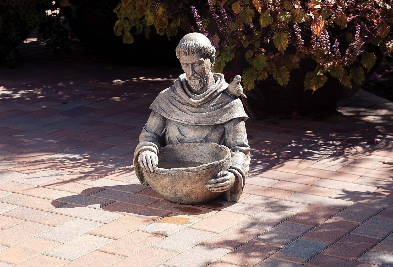 Roman 19" St. Francis Outdoor Garden Statue with Birdbath