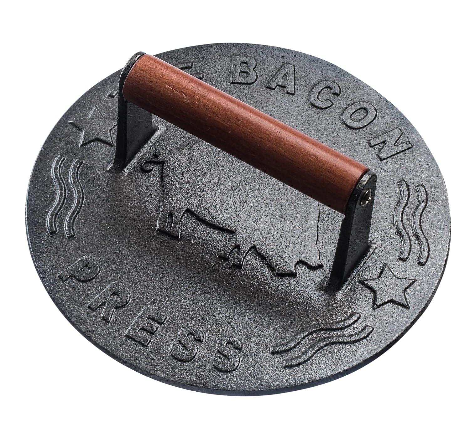 Bellemain 8.5-Inch Cast Iron Bacon Press – Heavy-Duty Grill Press for Perfect Bacon, Steak & More