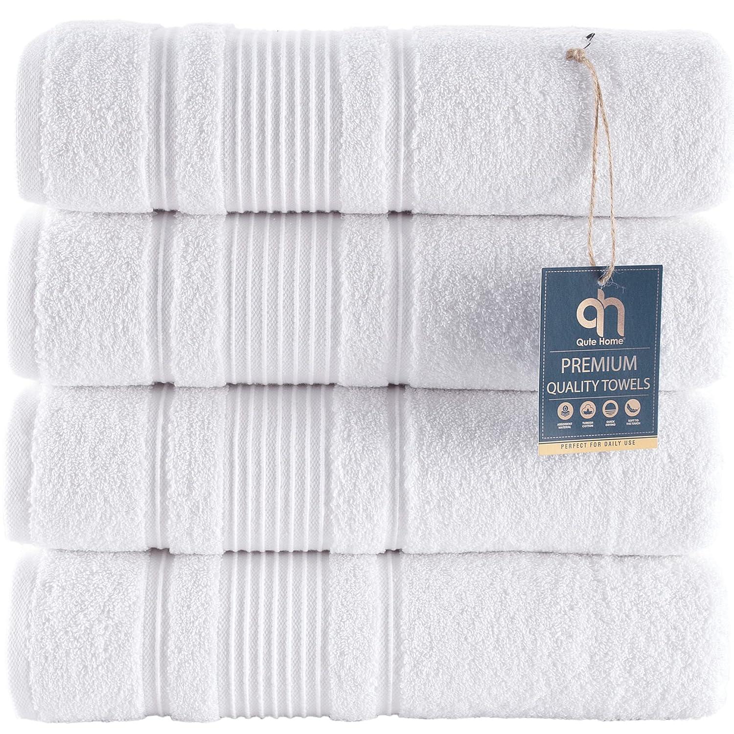 Juego de Toallas de Baño de 4 Piezas para Baño, Spa y Calidad Hotelera / Toallas Turcas 100% Algodón / Absorbentes, Suaves y Ecológicas (Blanco)