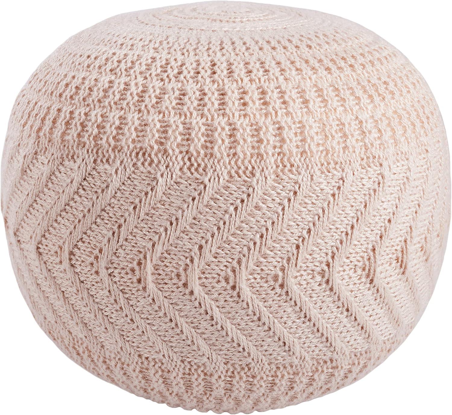 Jaipur Living Vibe Etta Solid Taupe/Olive Round Pouf