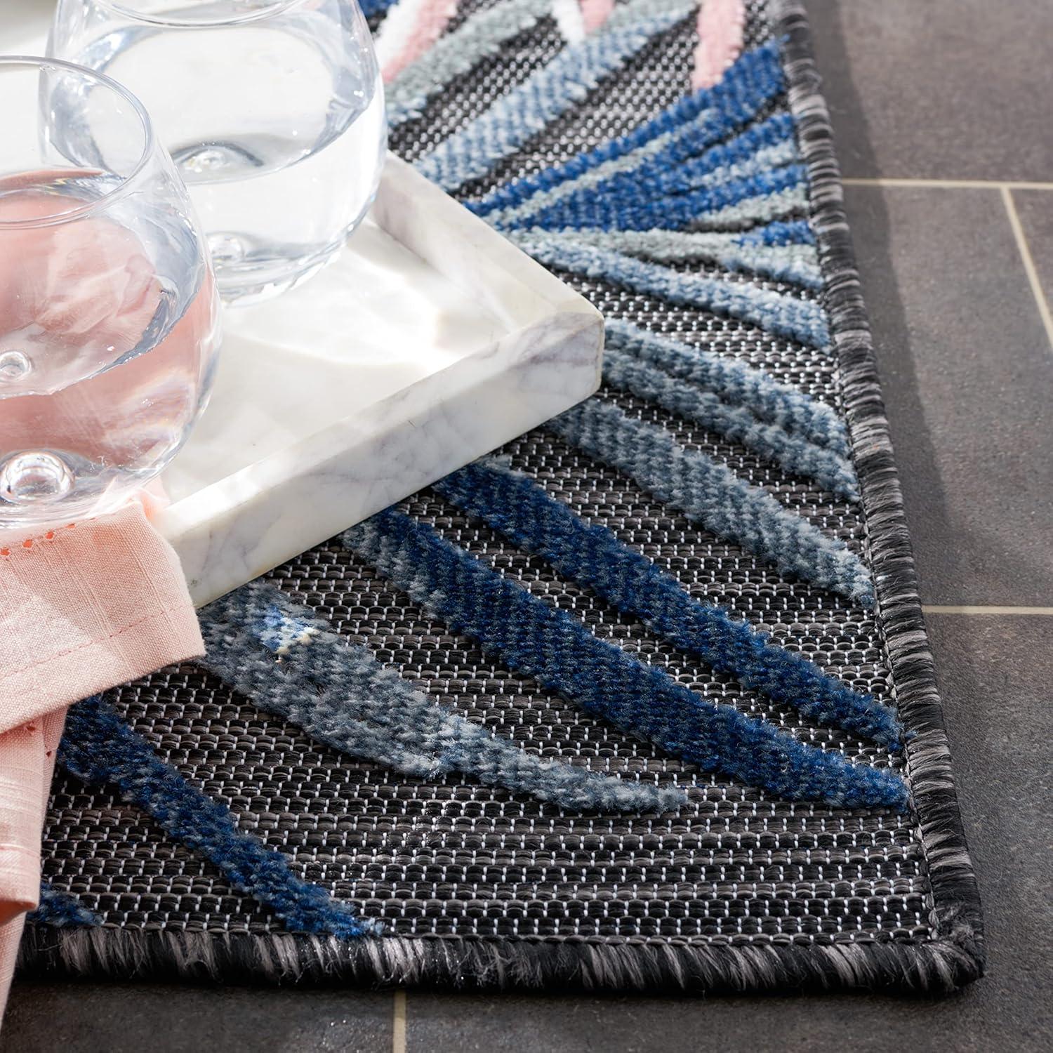Cabana CBN445 Loomed Indoor/Outdoor Area Rug - Black/Rust - 4'x6' - Safavieh