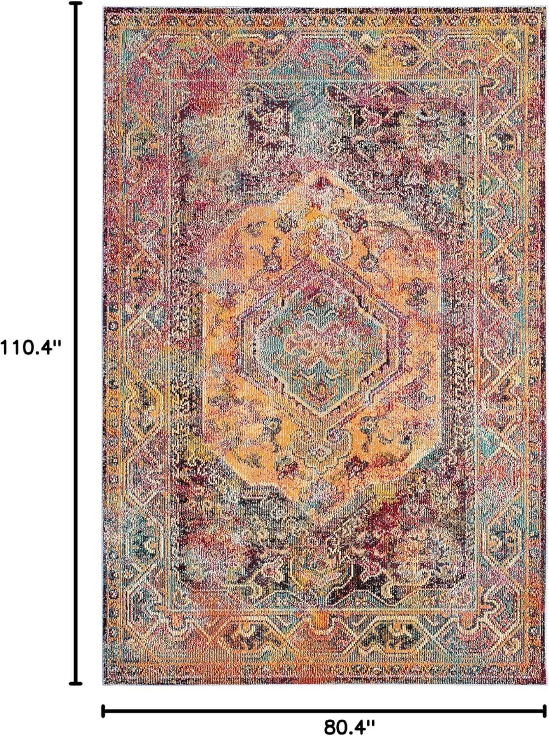 Crystal CRS514 Power Loomed Area Rug - Teal/Rose - 6'7"x9'2" - Safavieh.
