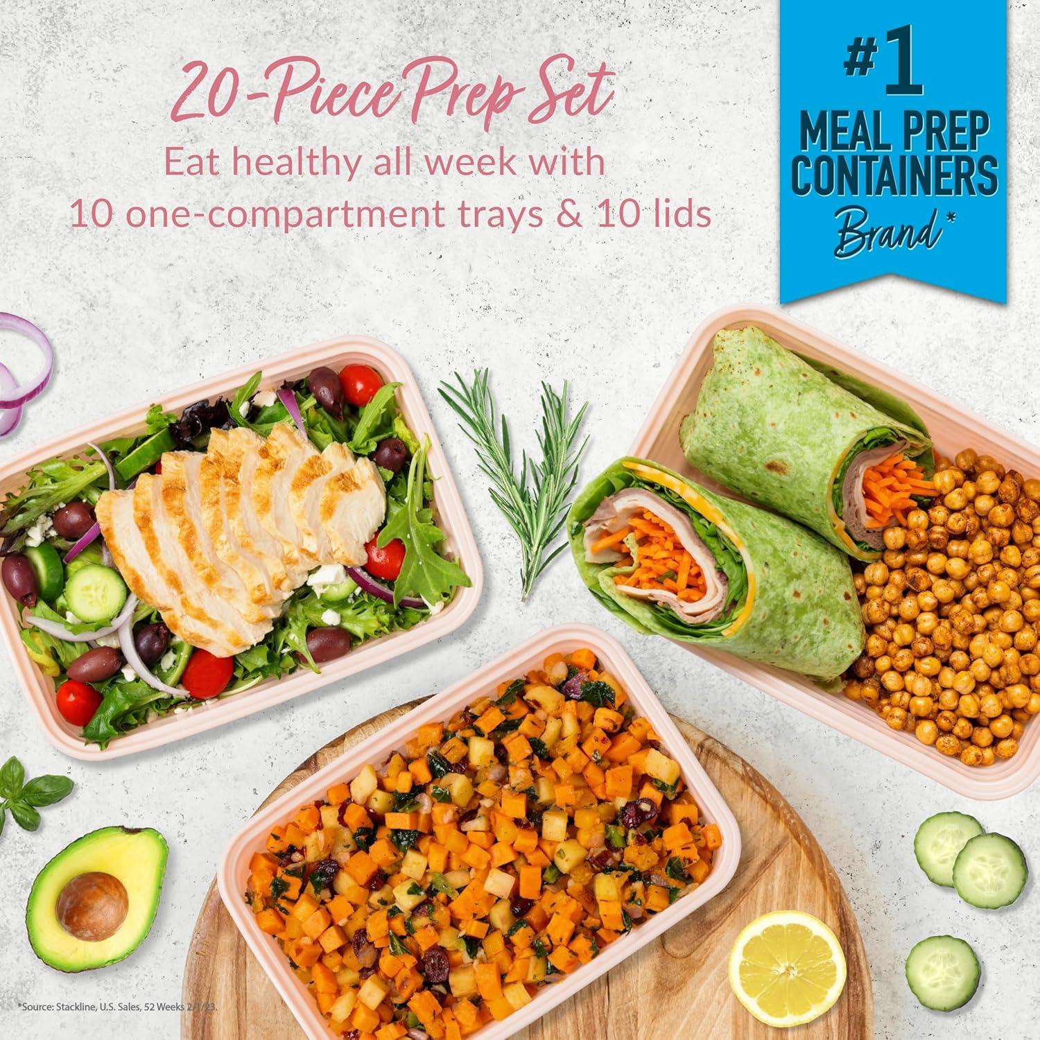 Bentgo Meal Prep 1-Compartment Container, Reusable, Durable, Mirowaveable - Khaki Green - 4 Cup/10pk