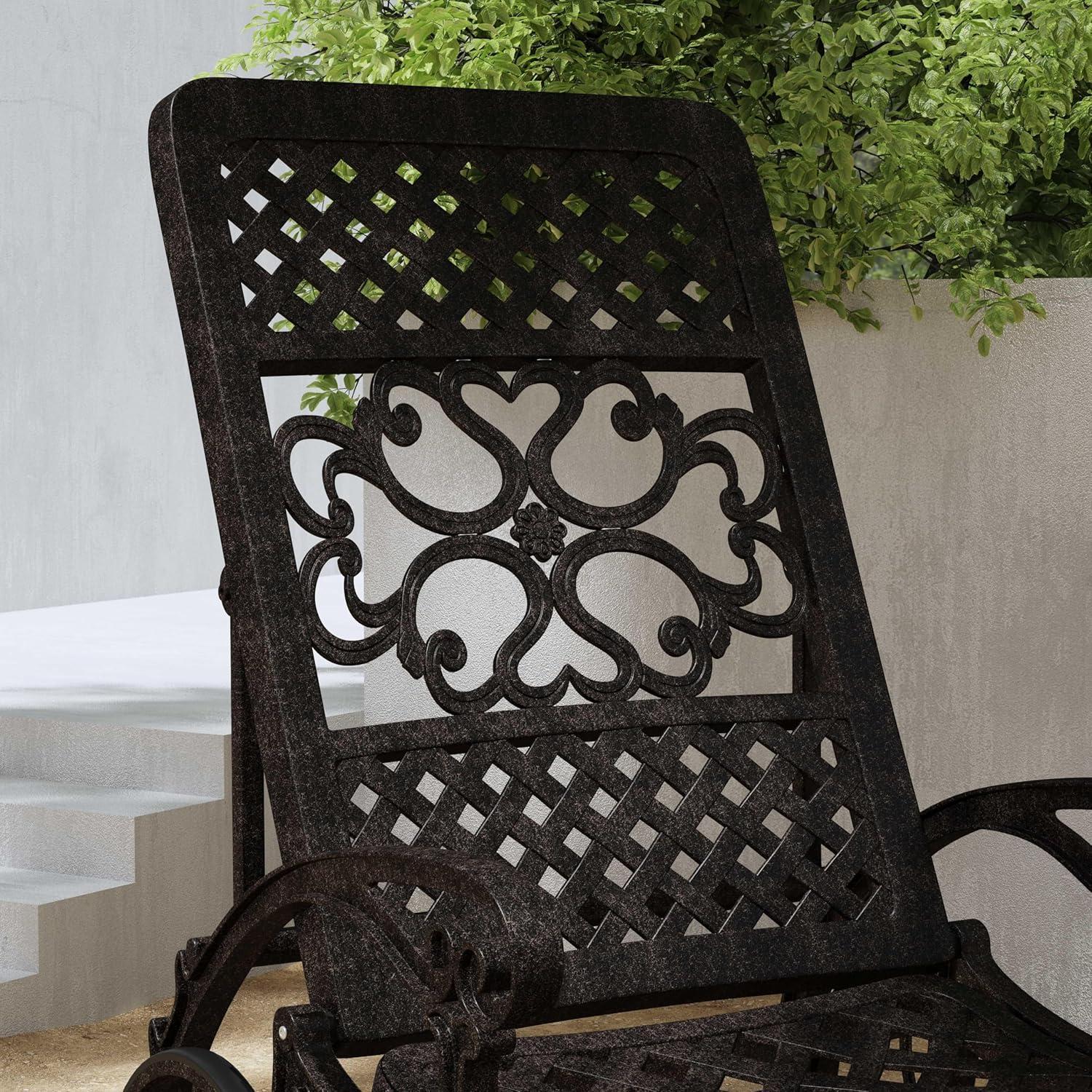 Homestyles Sanibel Cast Aluminum Outdoor Patio Reclining Chaise Lounge in Bronze