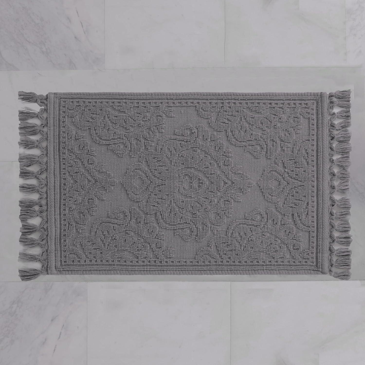 Ricardo Dark Gray Cotton Fringe Bath Rug 21 x 41 in