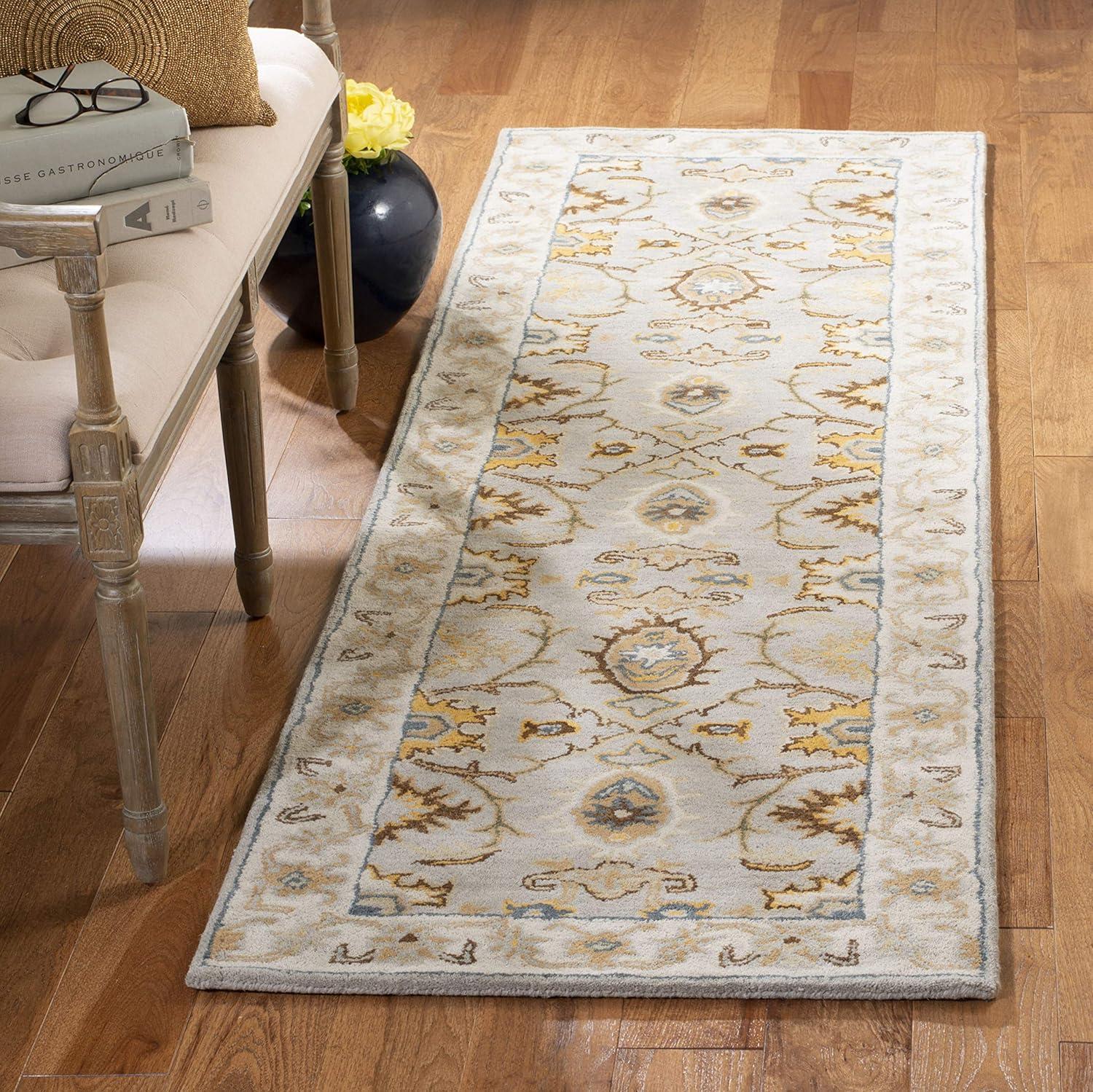 Heritage HG734 Handmade Runner Rug - 2'3"x12' - Light Grey/Grey - Safavieh