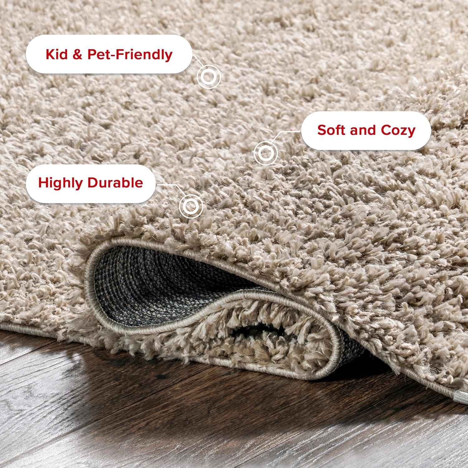 Nuloom Neva Solid 3x5 Accent Shag Indoor Area Rug for Living Room Bedroom Dining Room Nursery Entryway, Beige/Ivory