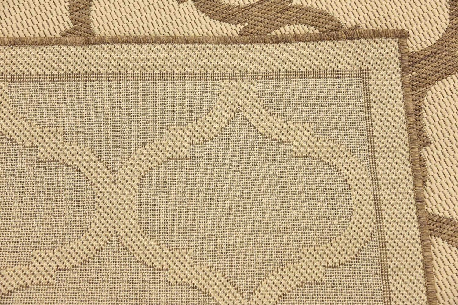 Unique Loom 6' 1 x 6' 1 Square Beige and Brown Outdoor Trellis Moroccan Area Rug