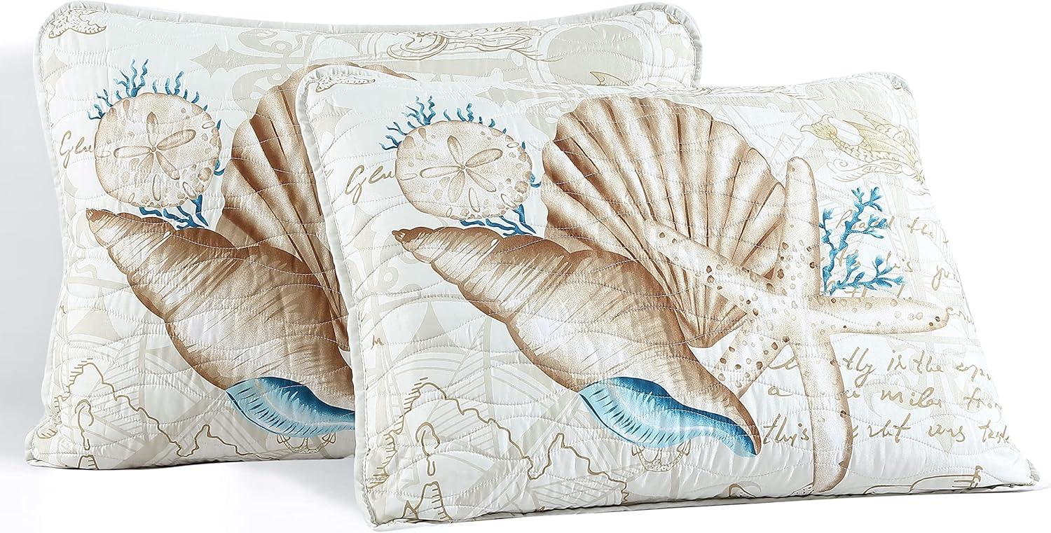 Caribbean Joe Coastal 3PC Quilt Set Blue Turtle - King