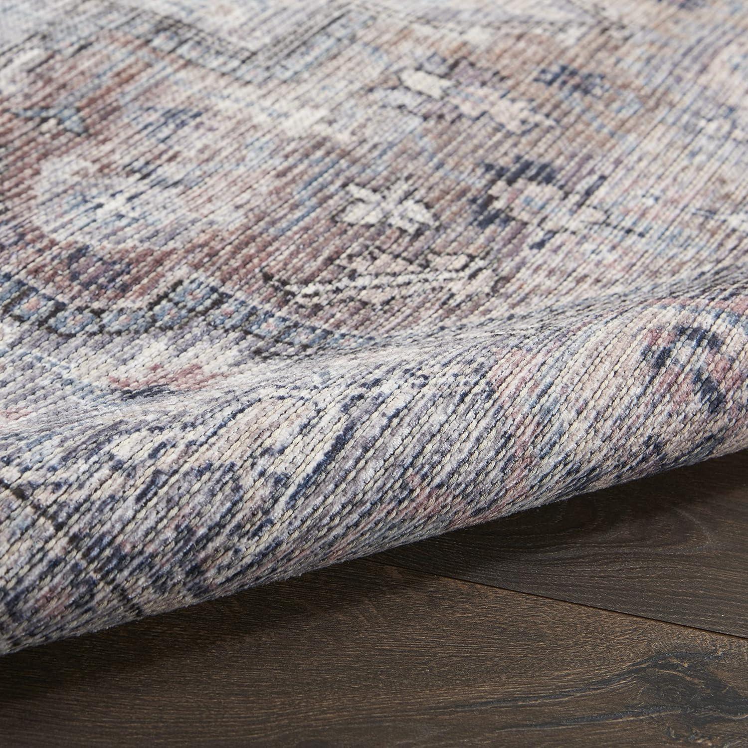 Nourison New Concept Washables Back to College 4' x 6' Grey Vintage Indoor Non-Slip Flatweave Rug