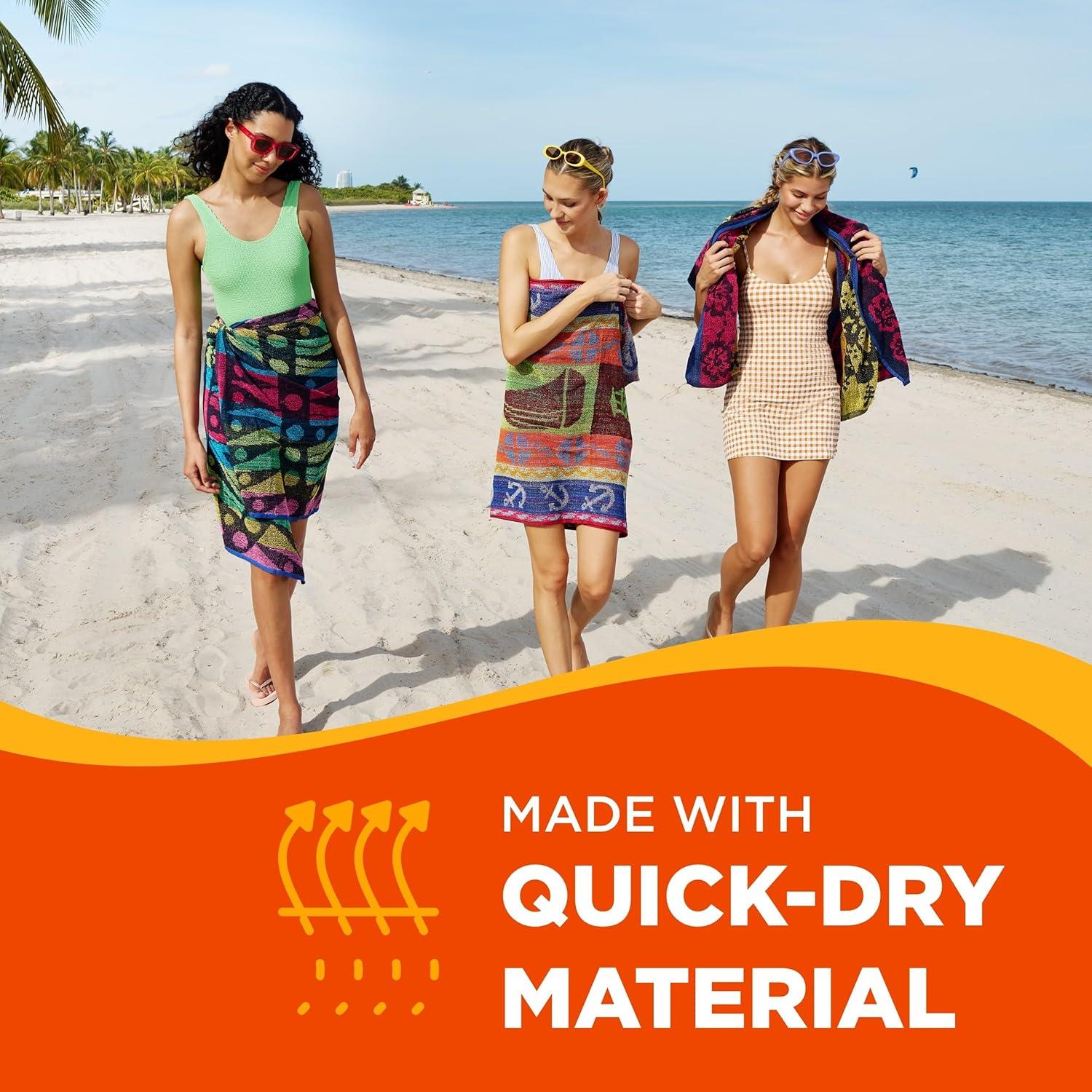 Ben Kaufman Terry Beach & Pool Towel - Oversized Beach Towel Bundle - Multipack with Assorted Colors - 30” x 60” - 6 Pack