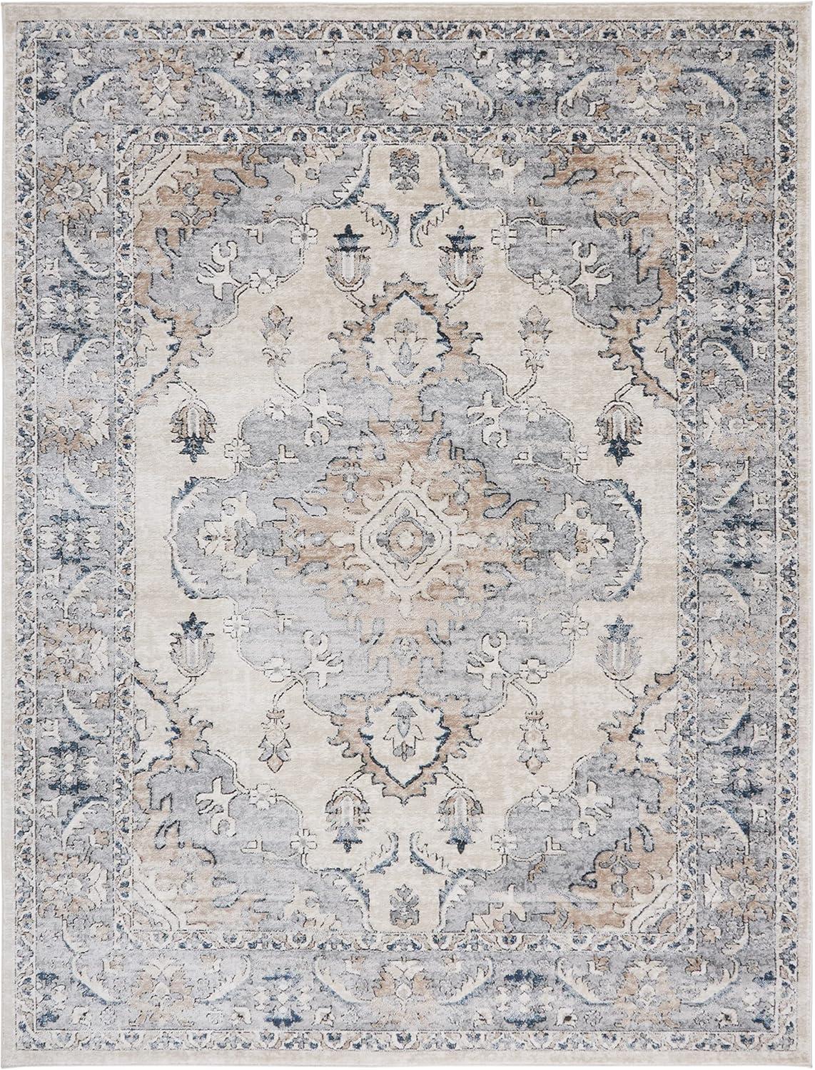 SAFAVIEH Oregon Ethelinda Floral Bordered Area Rug, Beige/Grey, 9' x 12'