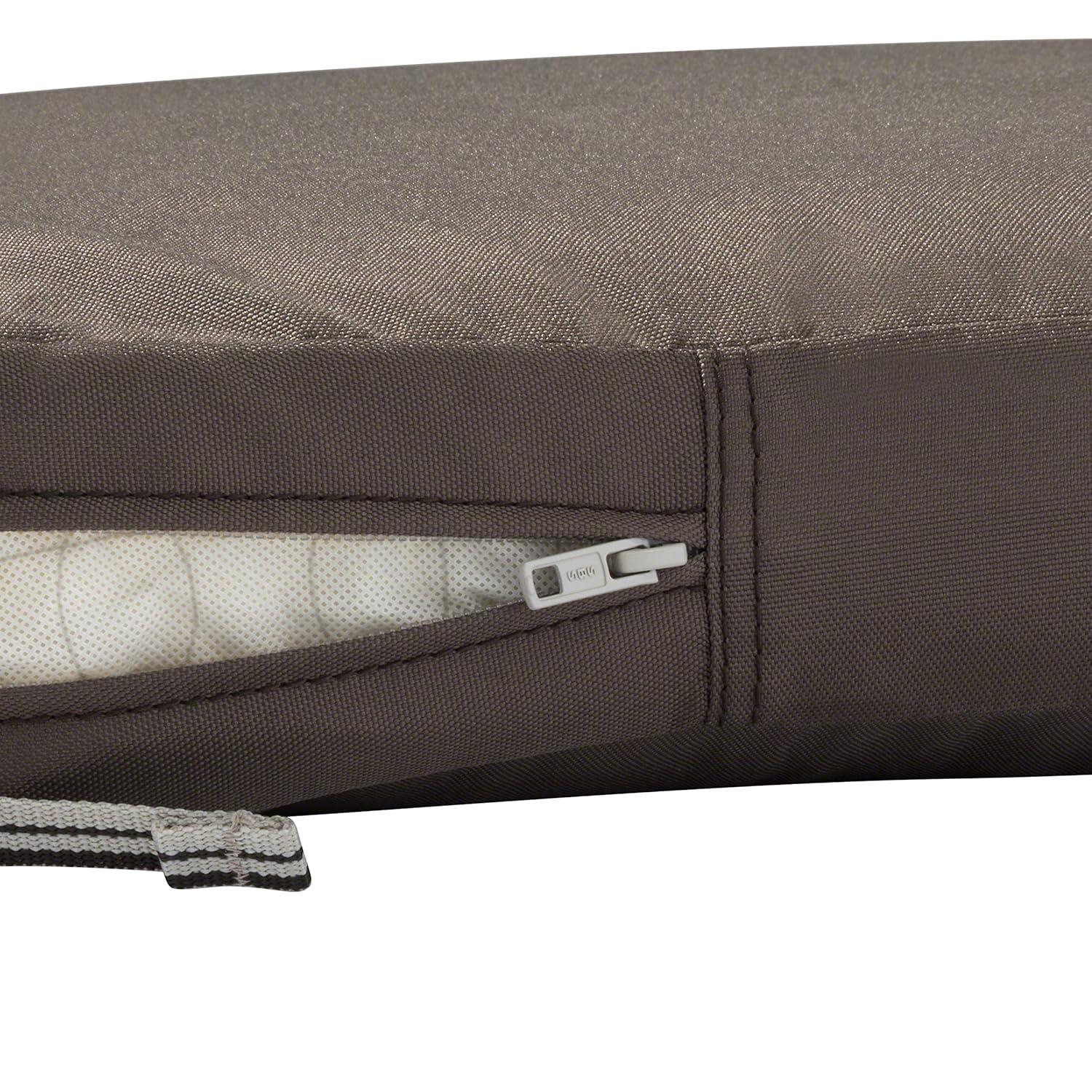 Classic Accessories Ravenna® Square Patio Seat Cushion Slip Cover & Foam - Durable Outdoor Cushion, Dark Taupe, 19"W x 19"D x 3"Thick