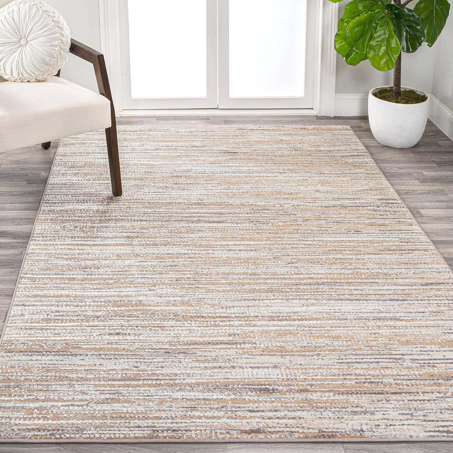JONATHAN Y Loom Modern Strie'  Beige/Gray 3 ft. x 5 ft. Area Rug
