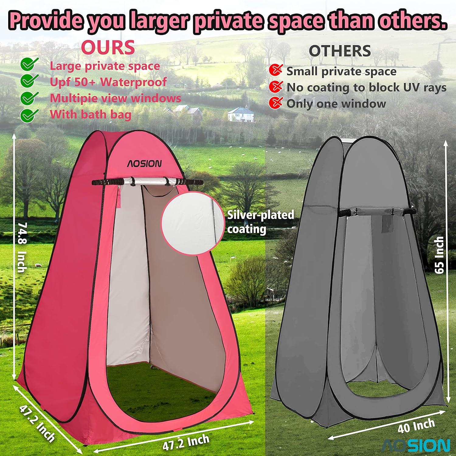 Pop Up Shower Camping Tent, Outdoor Privacy Camp Toilet Tent, Portable Dressing Room with Carrying Bag, Bath Bag for Camping, Hiking
