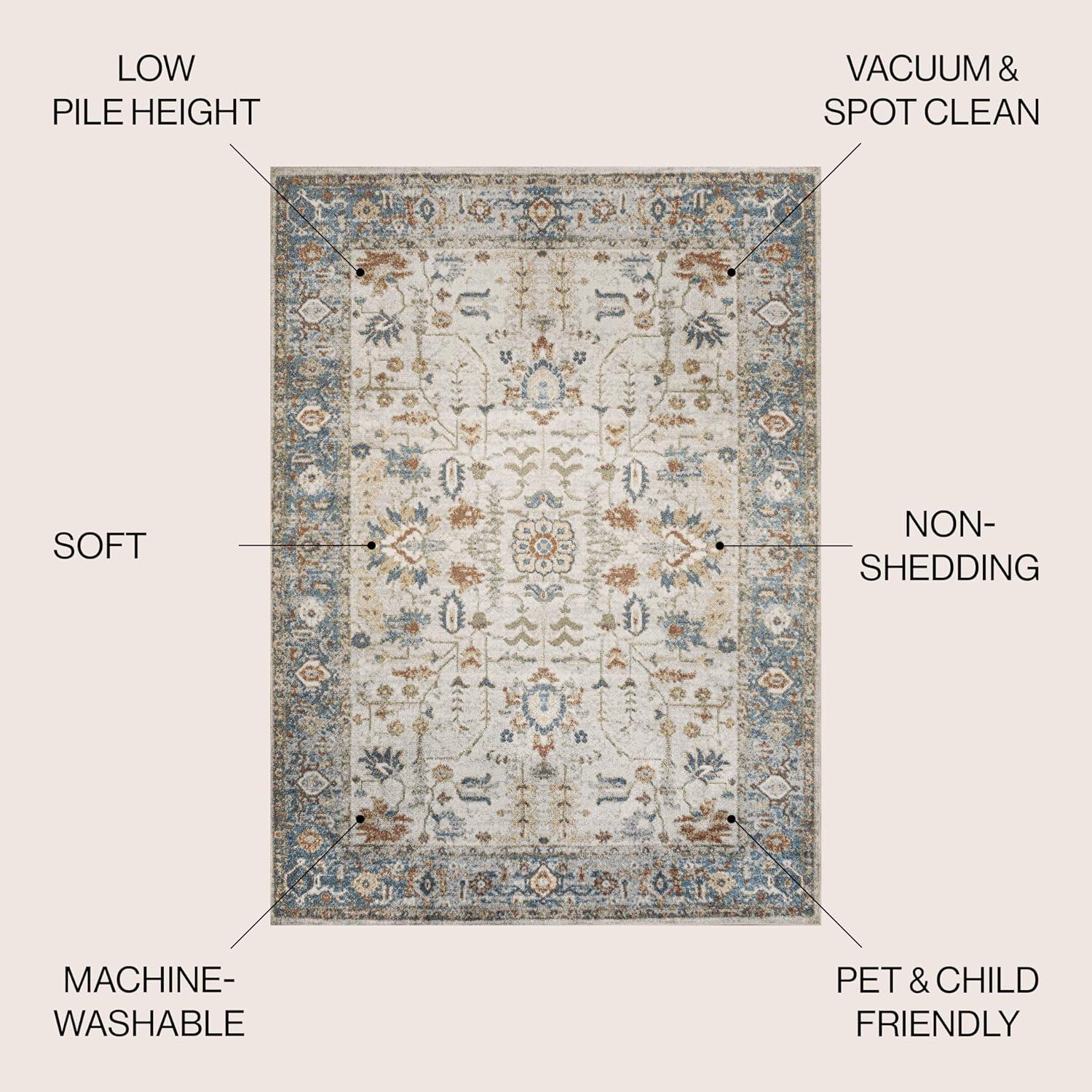 JONATHAN Y Hiero Persian Border Low-Pile Machine-Washable Cream/Terra 8 ft. x 10 ft. Area Rug