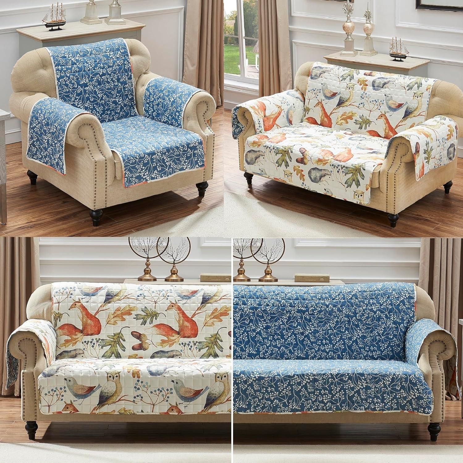 Barefoot Bungalow Elmina Willow Reversible Quilted Armchair Slipcover