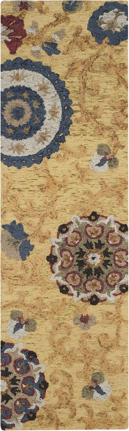 Blossom BLM401 Hand Tufted Runner Rug - Gold/Multi - 2'3"x12' - Safavieh.