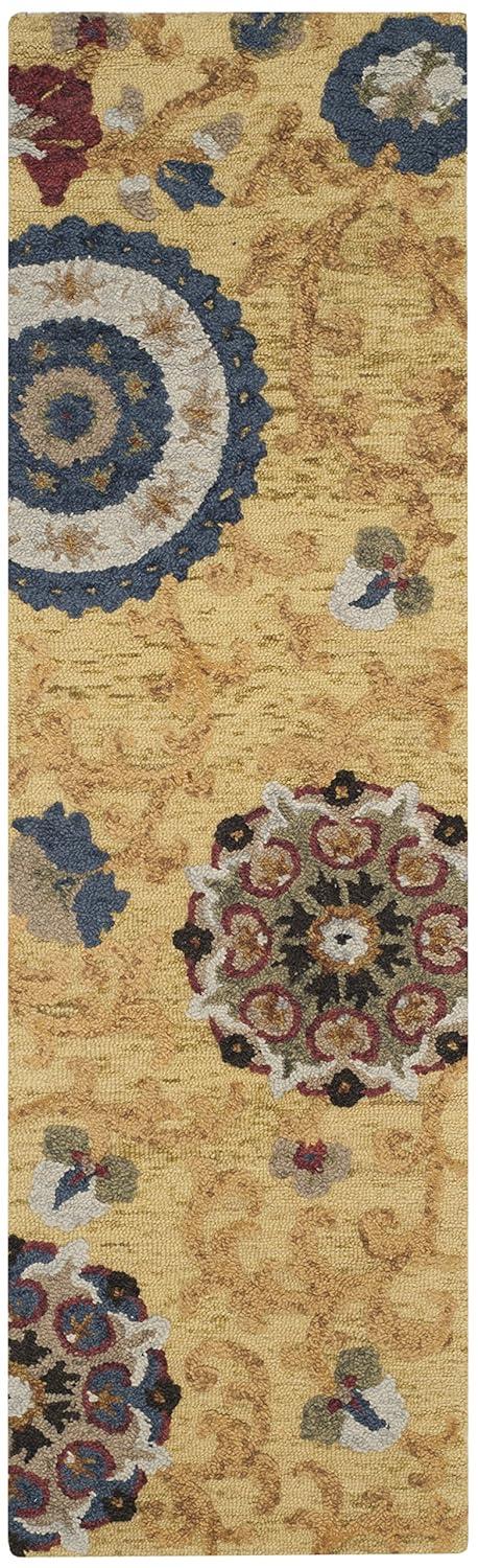 Blossom BLM401 Hand Tufted Runner Rug - Gold/Multi - 2'3"x12' - Safavieh.