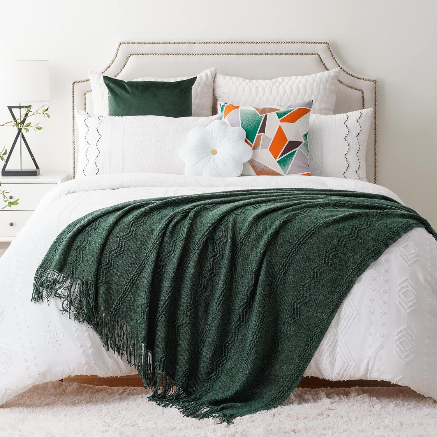 Battilo Home Throw Blanket for Couch, Textured Soft Throw Blankets, Decorative Knitted Blanket for Home Living Room Decor, 50"x60"