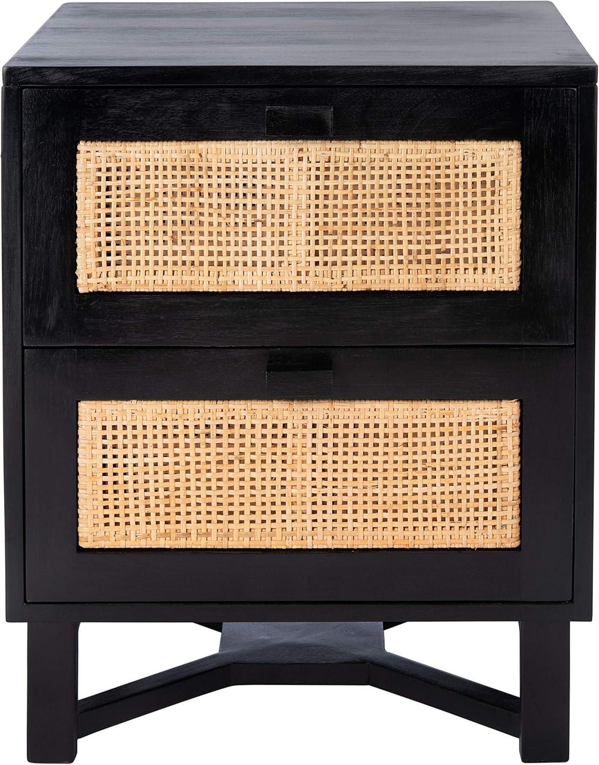 Hedwig 2 Drawer Nightstand - Black/Natural - Safavieh.