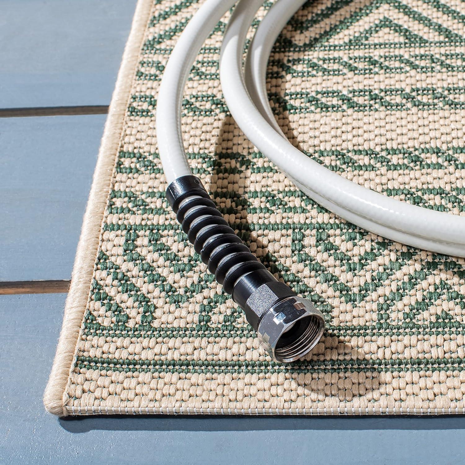 Courtyard CY6866 Power Loomed Indoor/Outdoor Area Rug - Beige/Dark Green - 8'x10' - Safavieh.