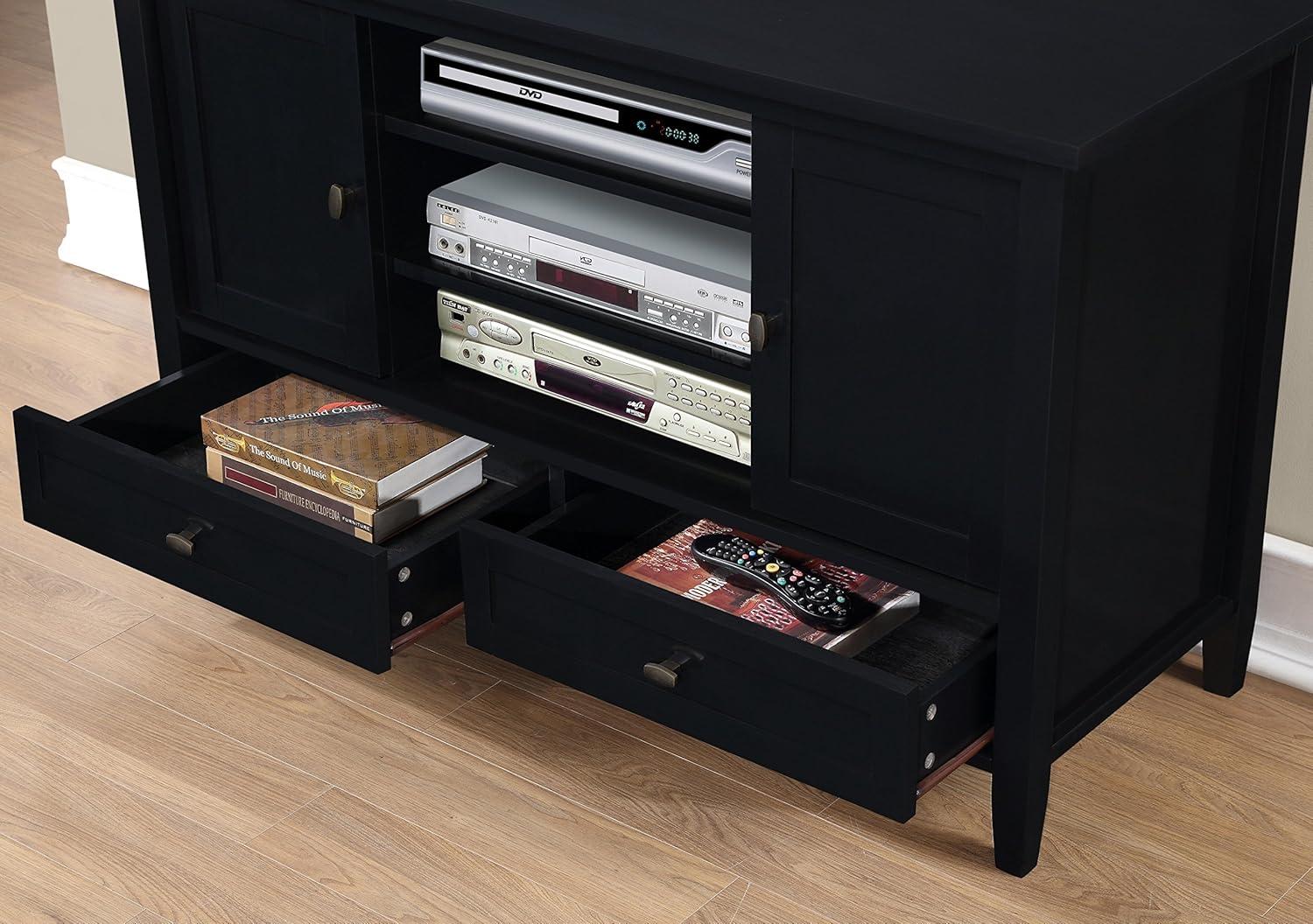 Simpli Home Warm Shaker 47"W Solid Wood TV Stand for TVs up to 55" with 2 Storage Cabinets and 2 Drawers