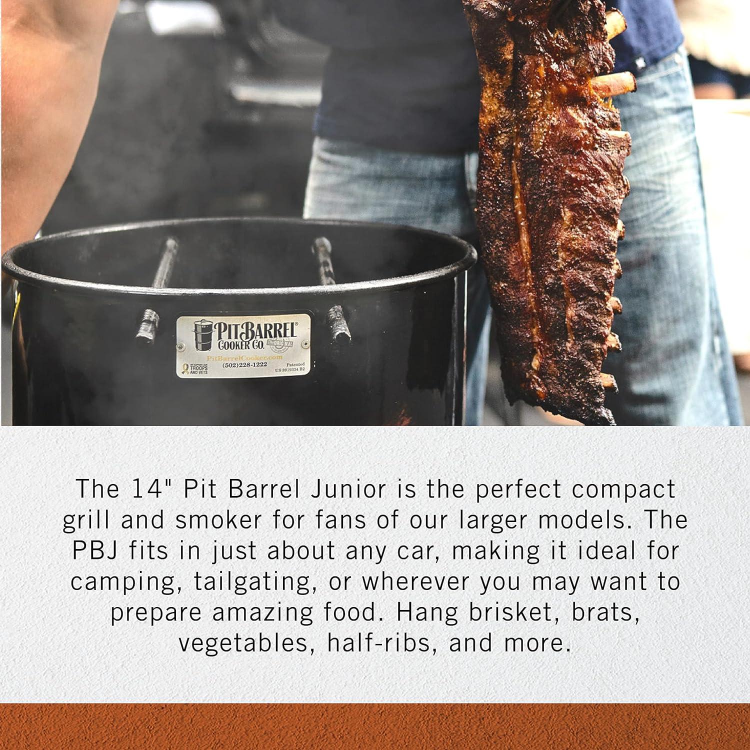 Pit Barrel Cooker Junior Package - 14 Inch Drum Smoker | Porcelain Coated Steel Drum BBQ Grill