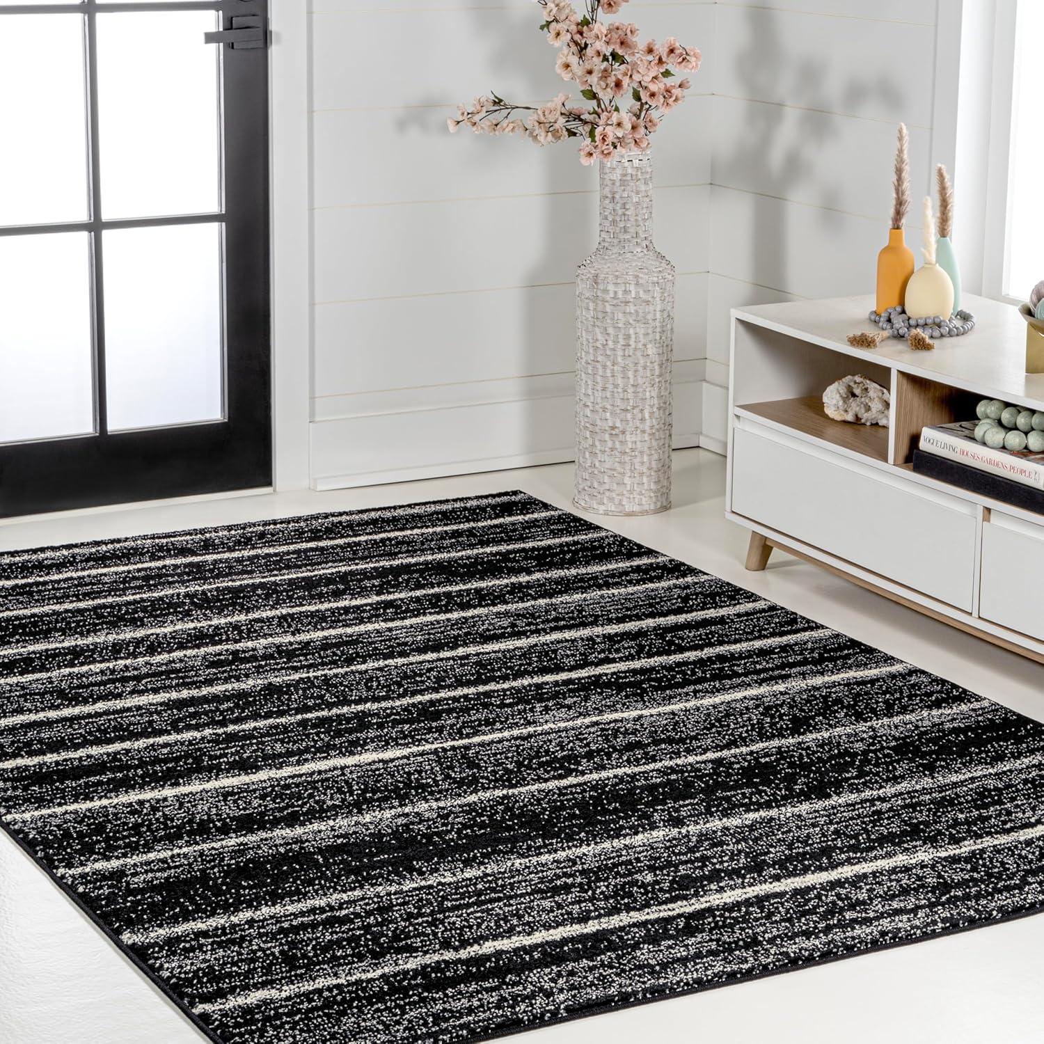 JONATHAN Y Williamsburg Minimalist Stripe Black/Cream 8 ft. x 10 ft. Area Rug