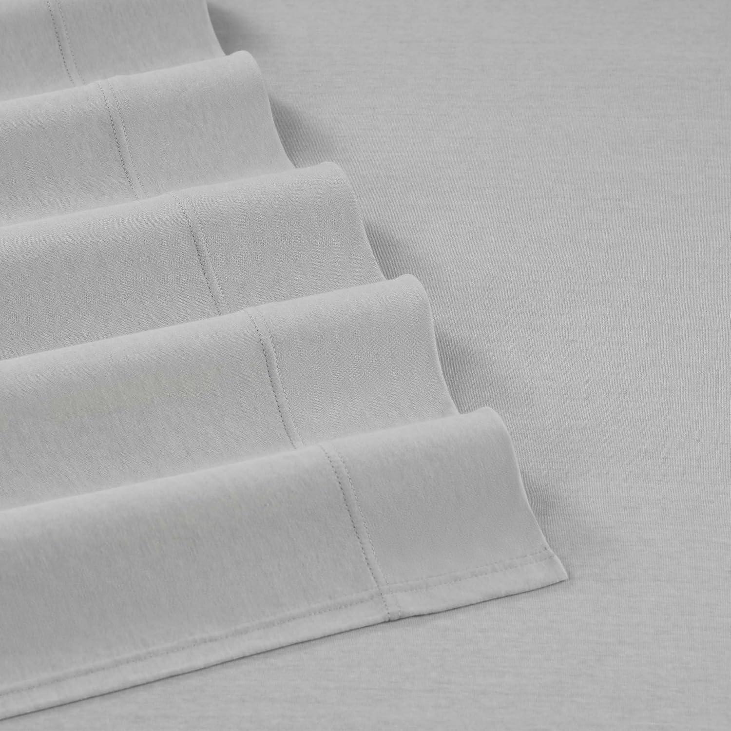Vellux 4-Pc. Full Solid Jersey Knit Sheets - Cotton Blend, Deep Pocket, Ultra Soft, Grey
