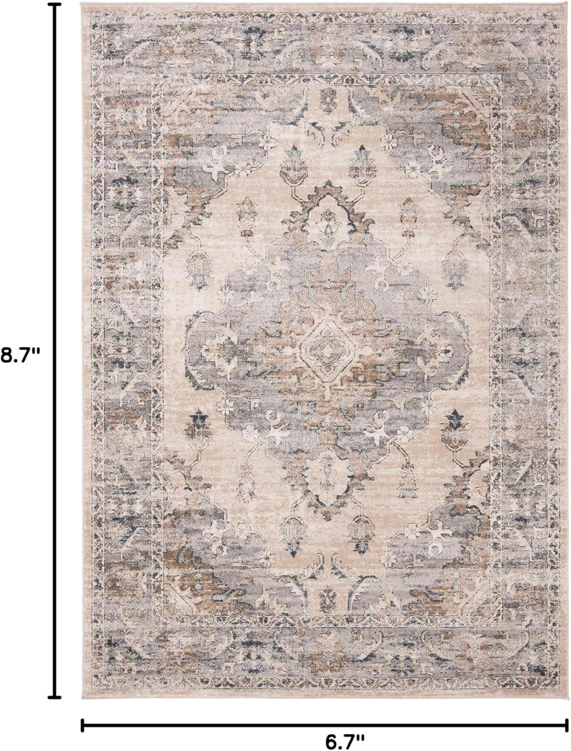 Oregon ORE898 Power Loomed Indoor Area Rug - 6'7"x9' - Beige/Grey - Safavieh