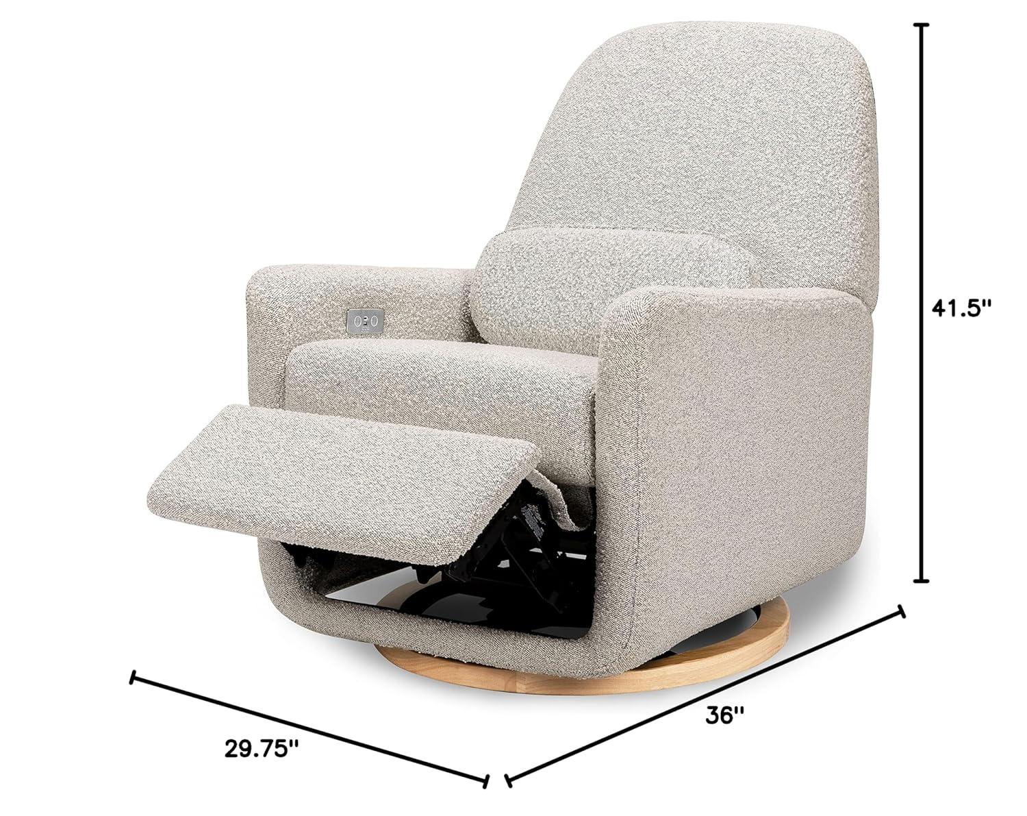 Arc Swivel Glider Recliner in Black/White Boucle with Wood Base