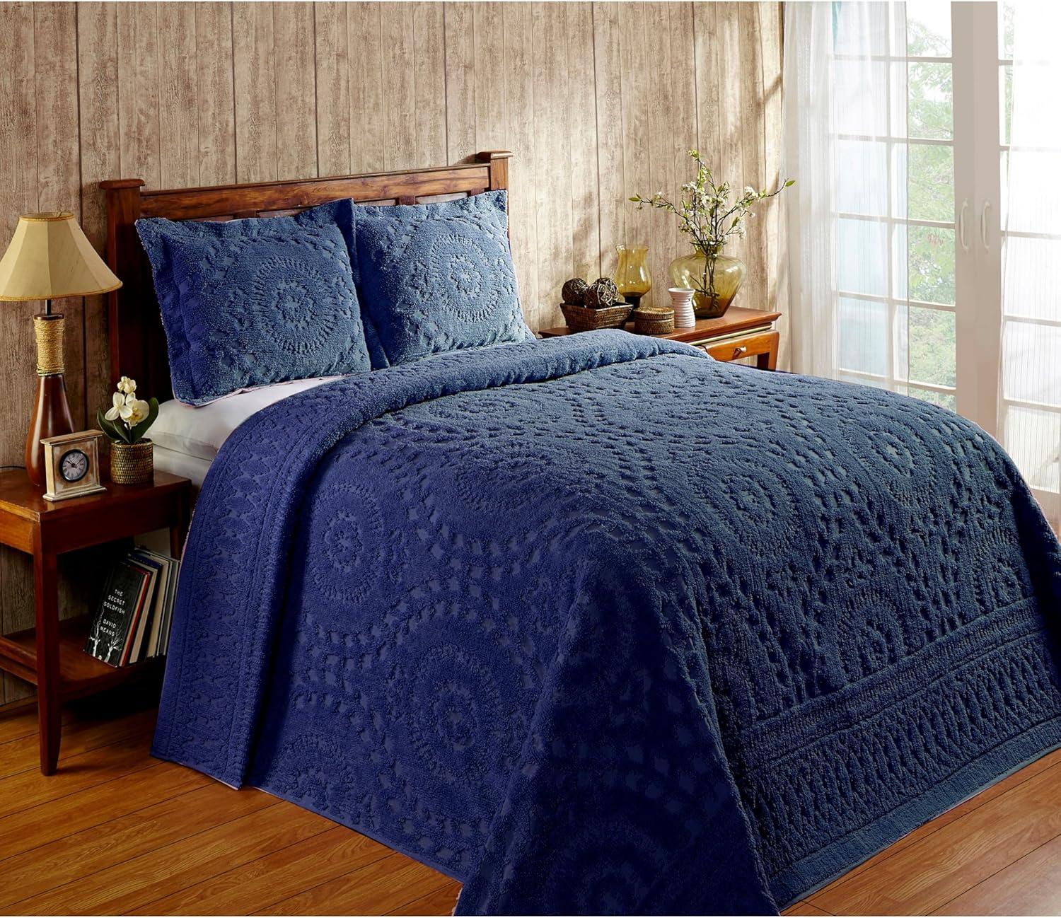 Better Trends Trevor Bedspreads 100% Cotton Chenille - Traditional Medallion Bedding Set, Luxurious All Season Comfort, Machine Washable Trevor Collection Bedspread Set