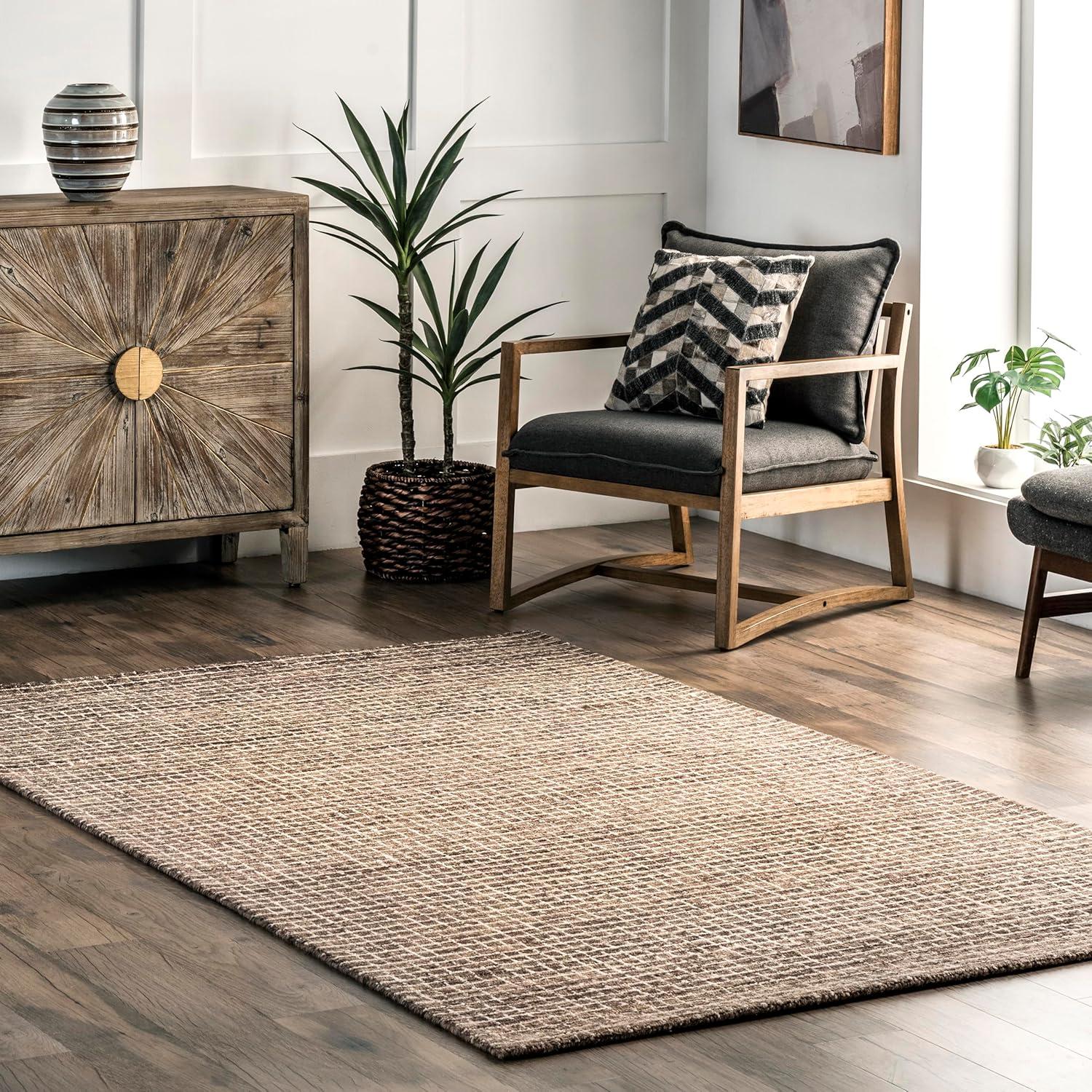 Gracie Oaks Melrose Checked Wool Area Rug
