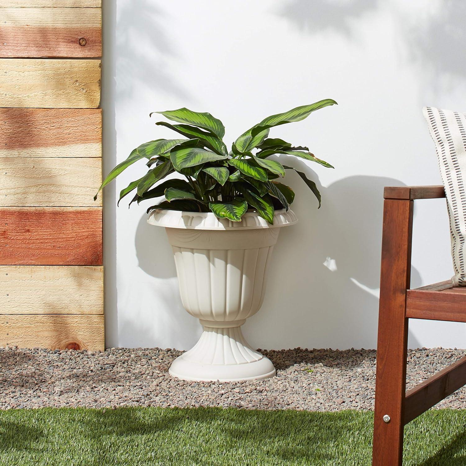 Arcadia Garden Products Urn 12.75-in W x 18-in H x White Plastic Indoor/Outdoor Planter