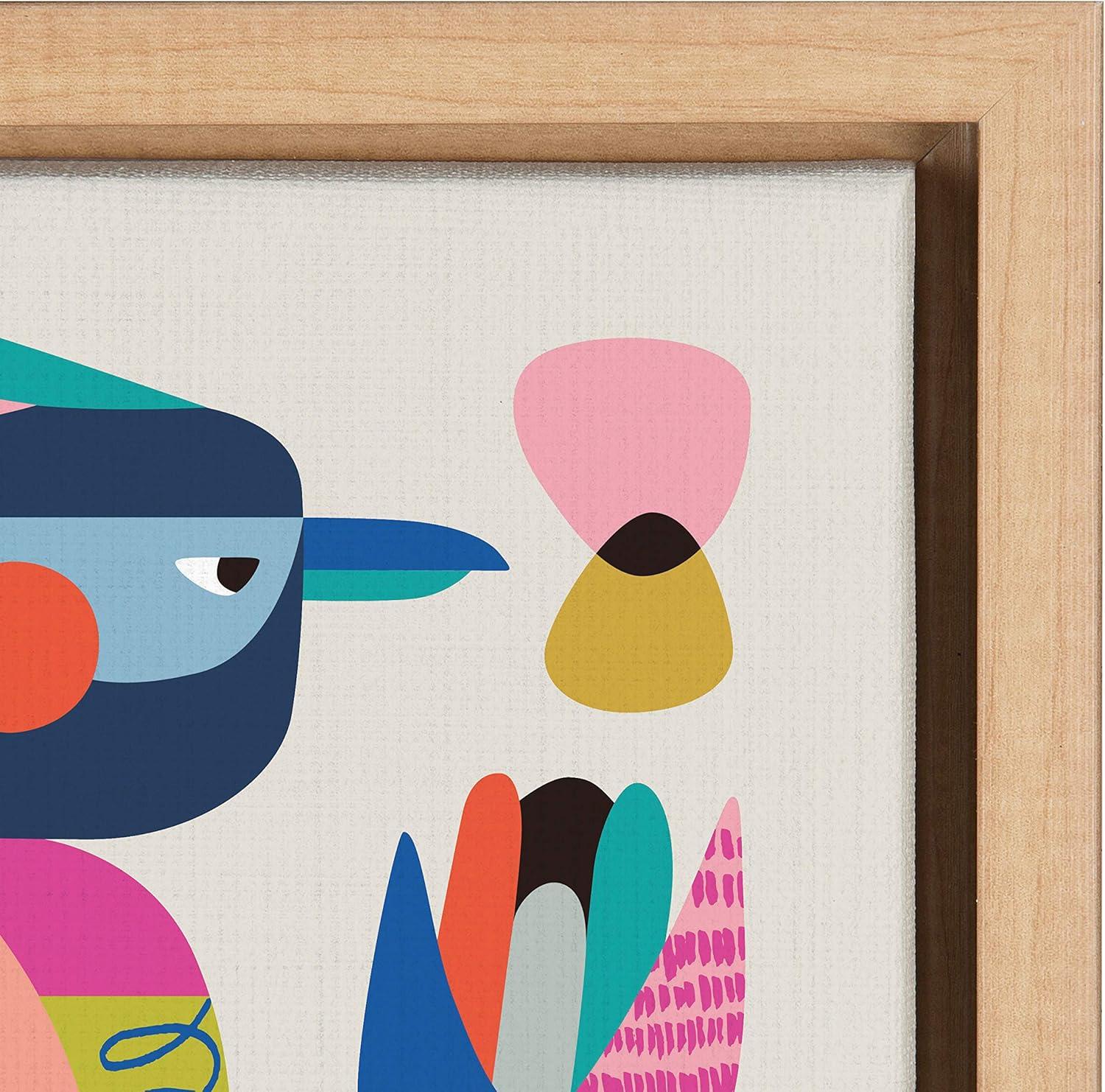 18" x 24" Sylvie Mid Century Modern Kookaburra Framed Wall Canvas by Rachel Lee Natural: Rachel Lee Art