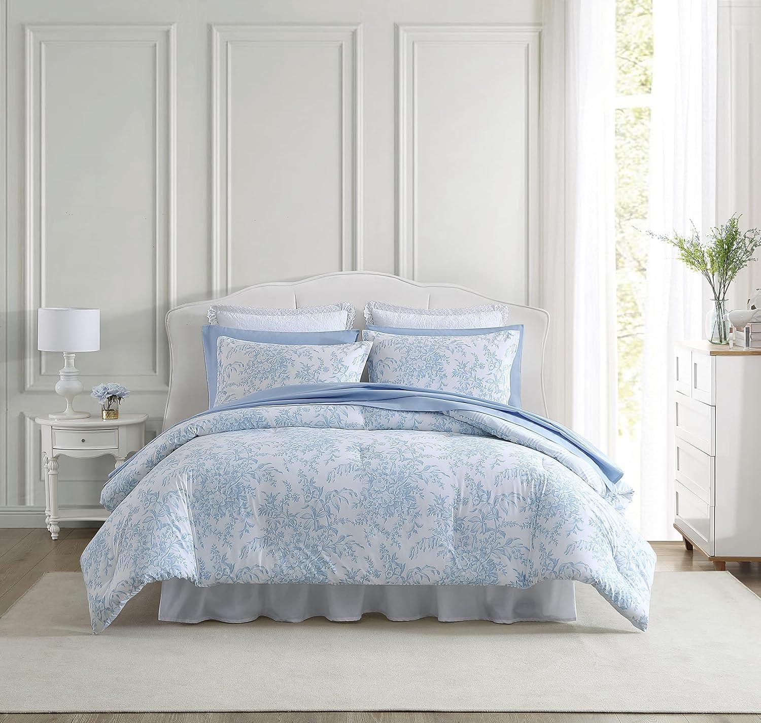 Laura Ashley Laura Ashley Bedford Reversible Cotton Blue Comforter Set