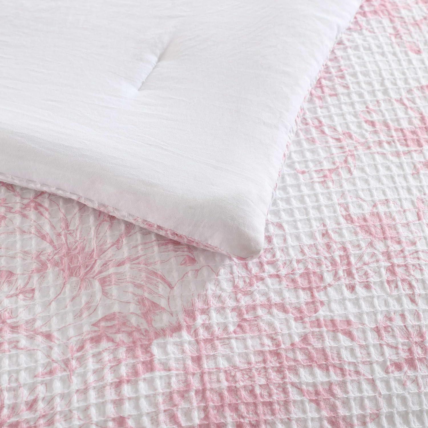 Laura Ashley Laura Ashley Delphine Waffle Pink Comforter Set