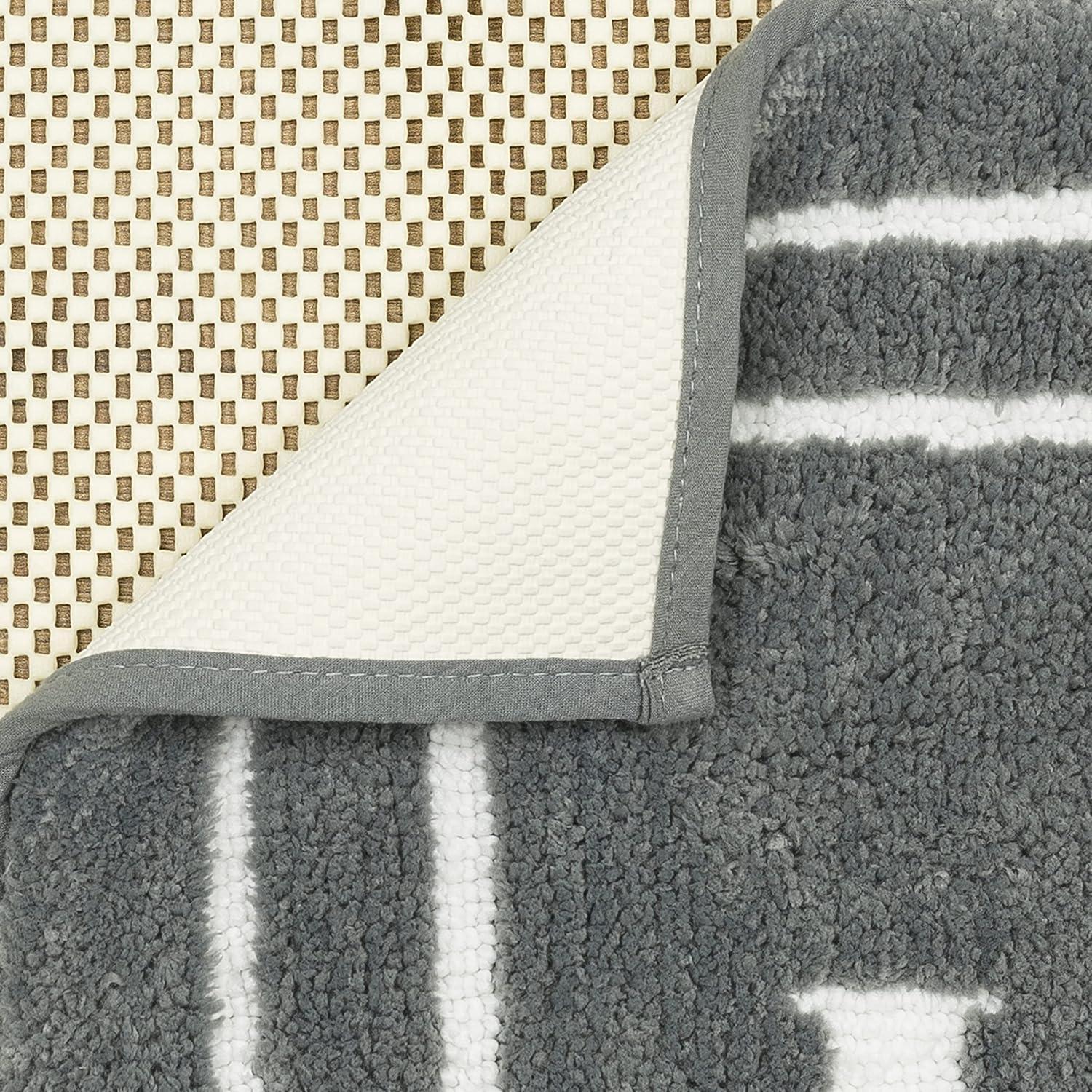 Mohawk Home Hers Knited Washable Polyester Non-Slip Bath Mat, Pewter, 1'8" x 2'10"