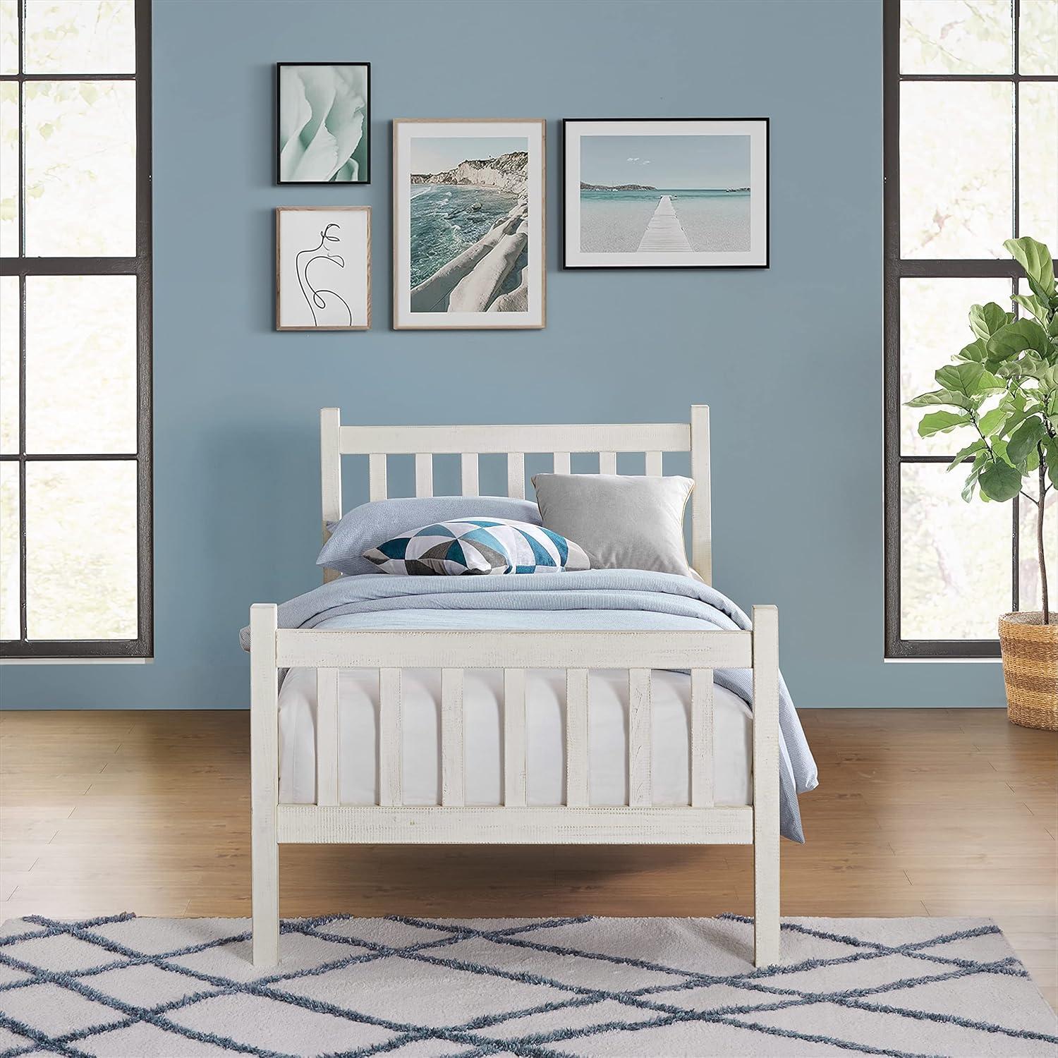 Alaterre Windsor Twin Wooden Weathered Beachhouse Farmhouse Industrial Bohemian Style Bed