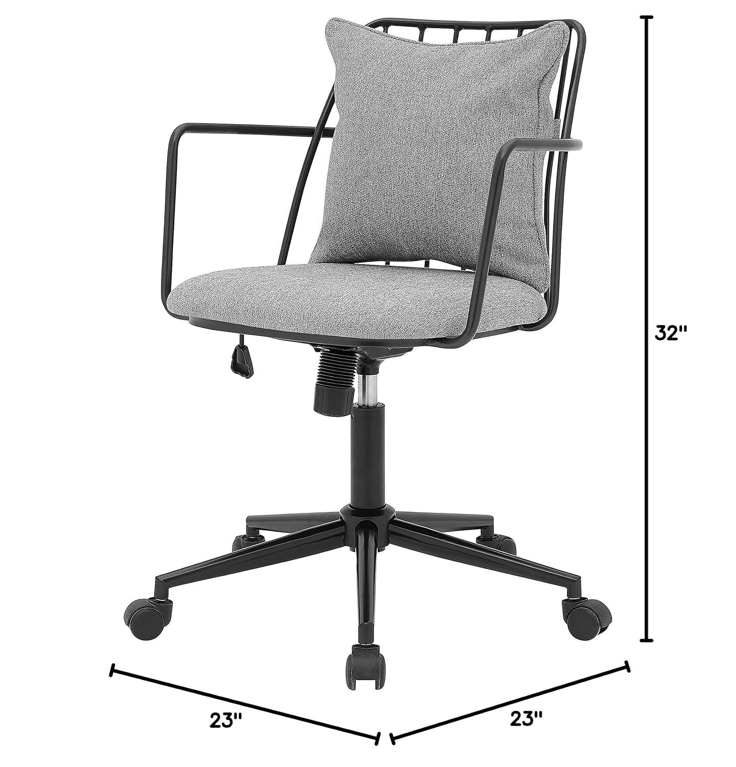 New Pacific Direct Edison KD 22.5" Fabric Office Chair in Strata Gray
