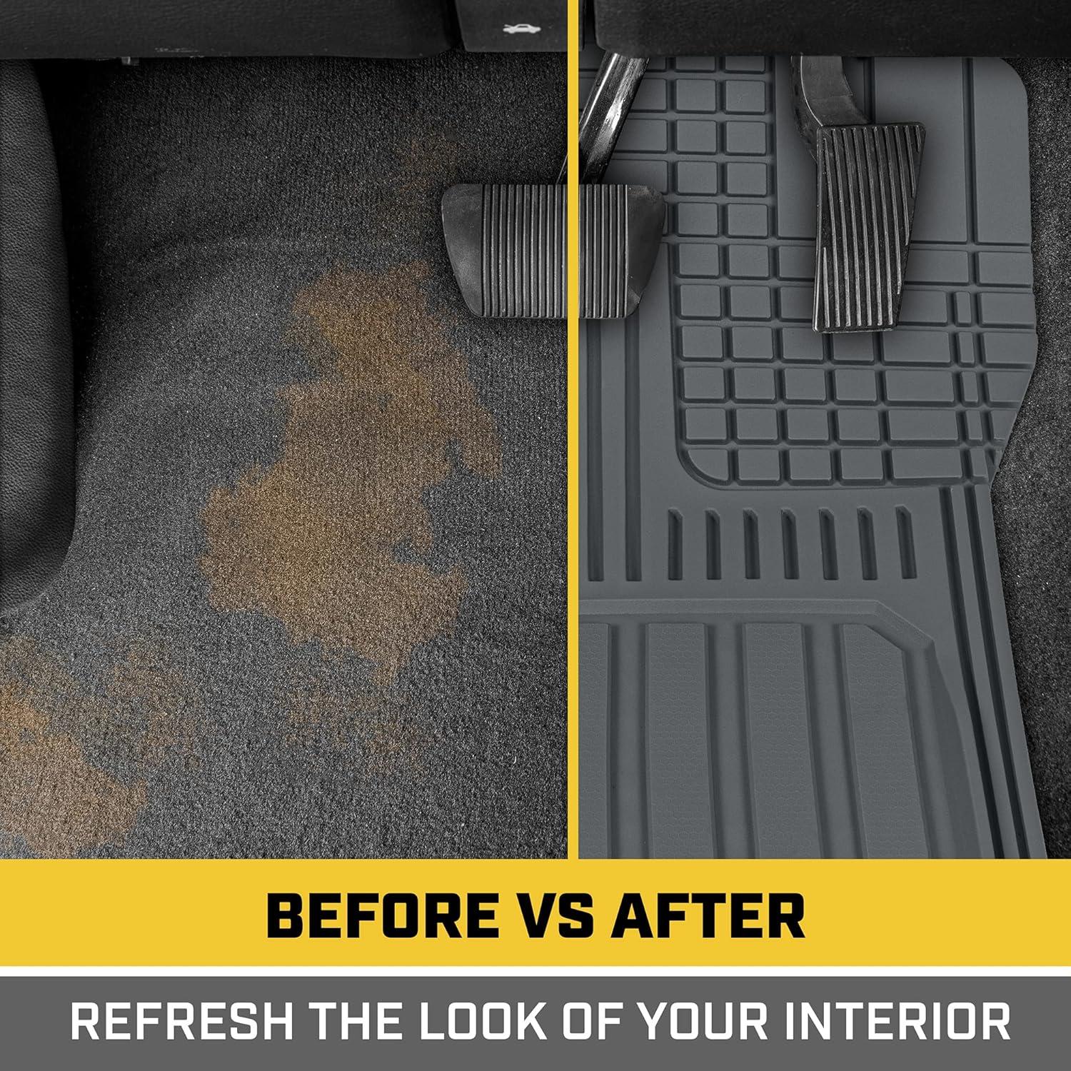 Cat® ToughLiner™ Rubber Car Floor Mats for Auto Truck SUV & Van, Full Custom Trim to Fit Liners, Advanced Performance Heavy Duty Odorless Car Mats, All Weather Protection, Gray