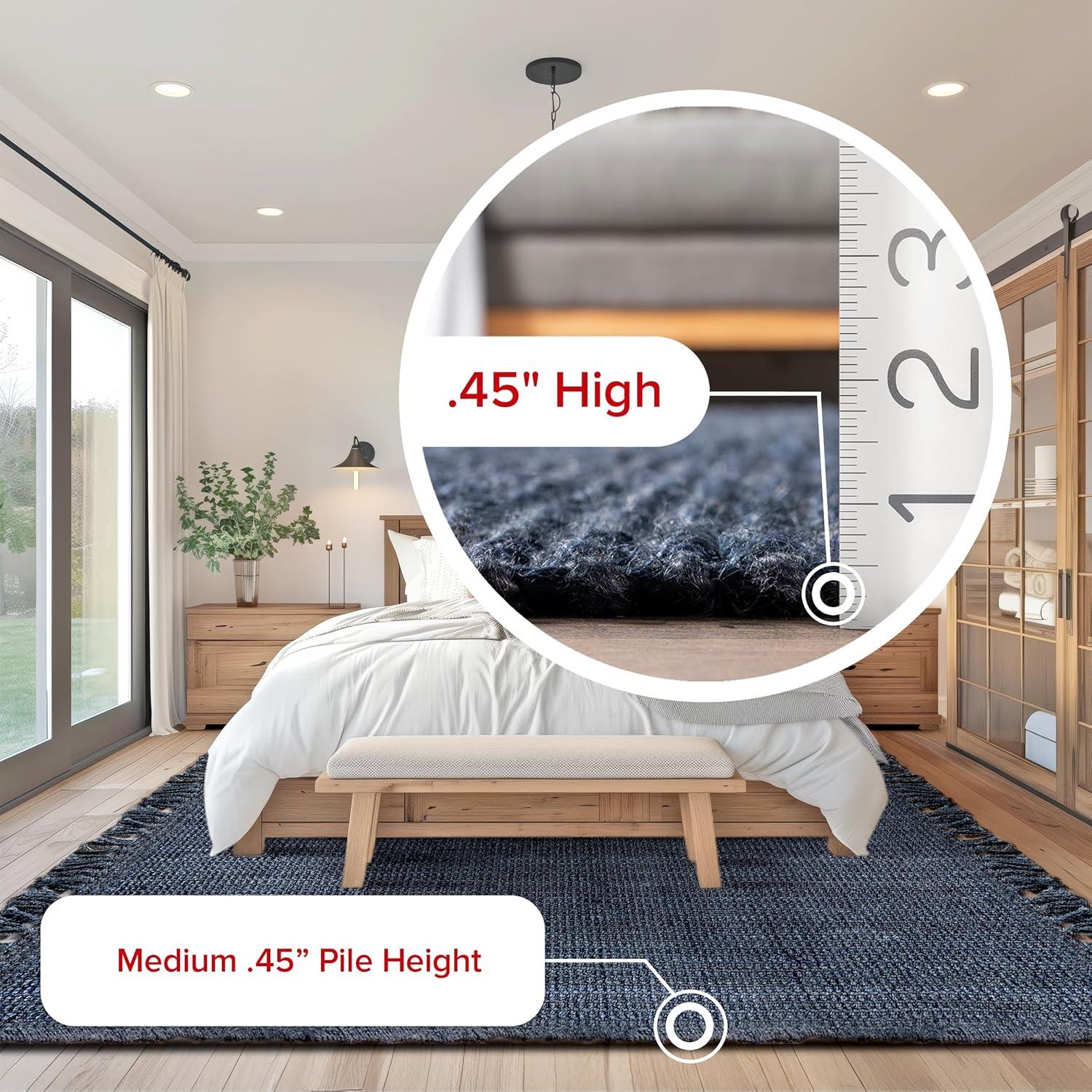 nuLOOM Daniela Chunky Jute Navy 3' x 5' Farmhouse Area Rug