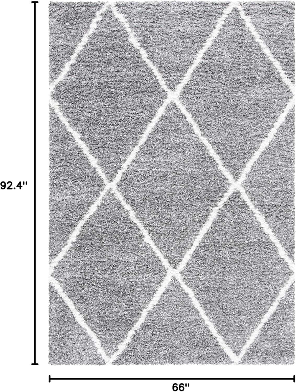 August Shag 500 AUG531 Power Loomed Indoor Area Rug - Light Grey/Ivory - 5'-5"x7'-7" - Safavieh